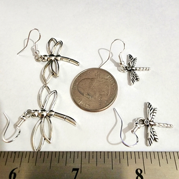 Silver Dragonfly Earring set F - Picture 4 of 6